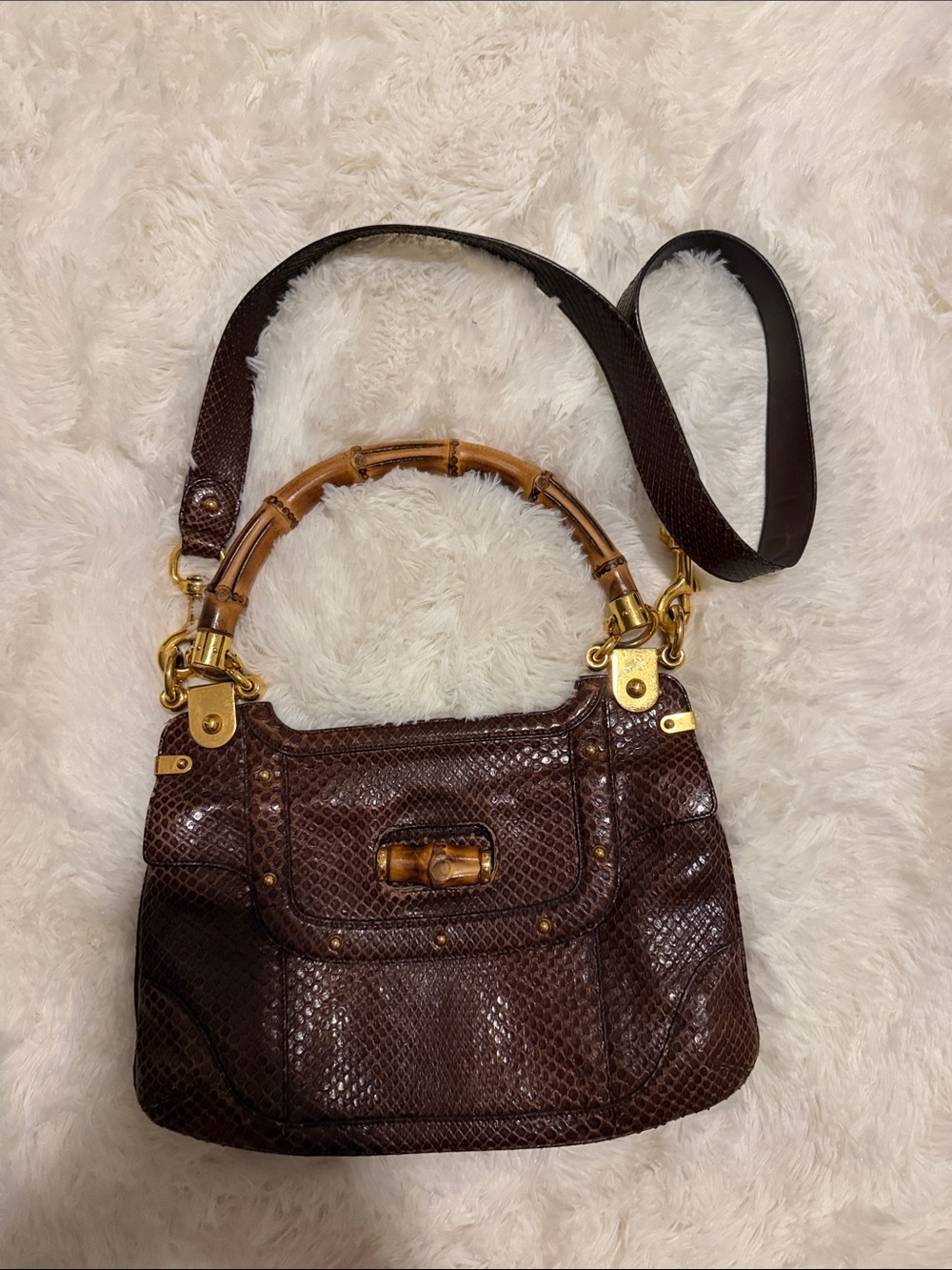 Gucci Dark Brown Bamboo-Handle Shoulder Bag